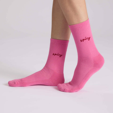 CHAUSSETTES BRODEES ROSES - SPICY