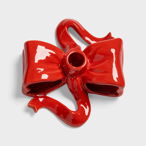 BOUGEOIR CÉRAMIQUE - NOEUD ROUGE