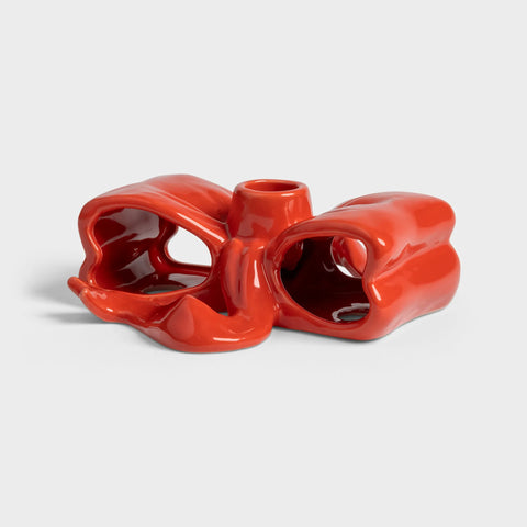 BOUGEOIR CÉRAMIQUE - NOEUD ROUGE