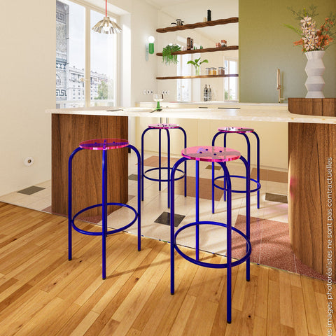 TABOURET HAUT - PLEXIGLASS ACRYLIQUE - COLORS