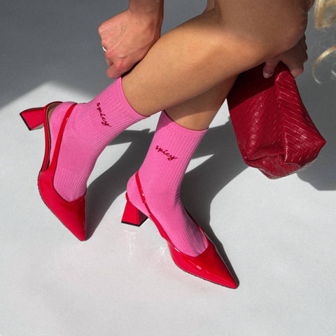 CHAUSSETTES BRODEES ROSES - SPICY