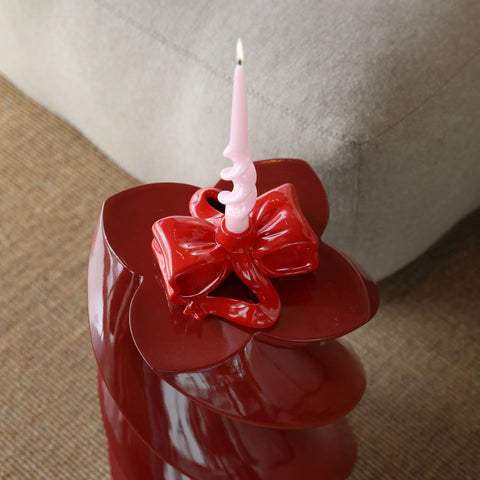 BOUGEOIR CÉRAMIQUE - NOEUD ROUGE