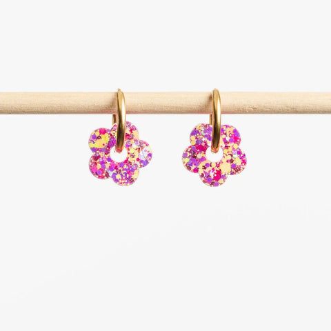 BOUCLES D'OREILLES PAILLETTES - CREOLES FLEURS
