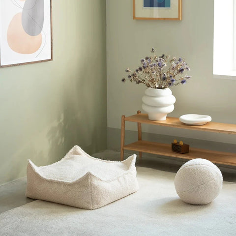 POUF ENFANT CARRE - BEAN BAG - LAINE BOUCLÉE