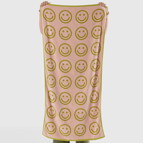 GRANDE SERVIETTE COTON - SMILEY RÉVERSIBLE