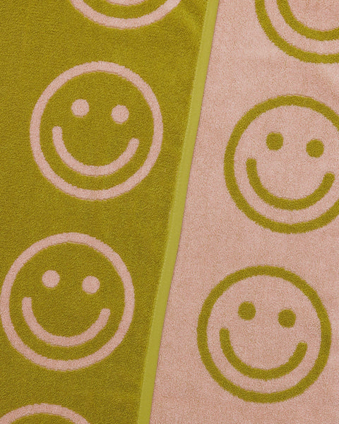 GRANDE SERVIETTE COTON - SMILEY RÉVERSIBLE