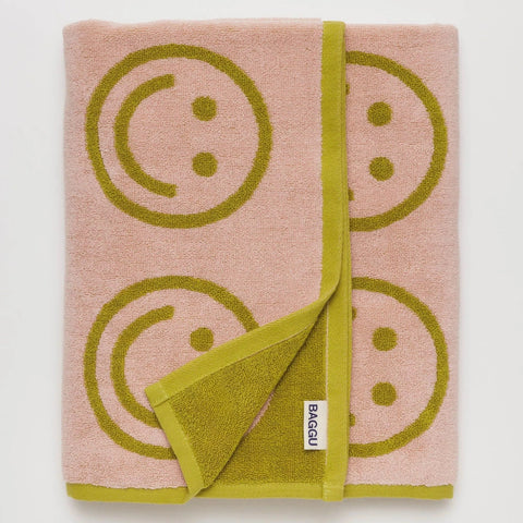 GRANDE SERVIETTE COTON - SMILEY RÉVERSIBLE