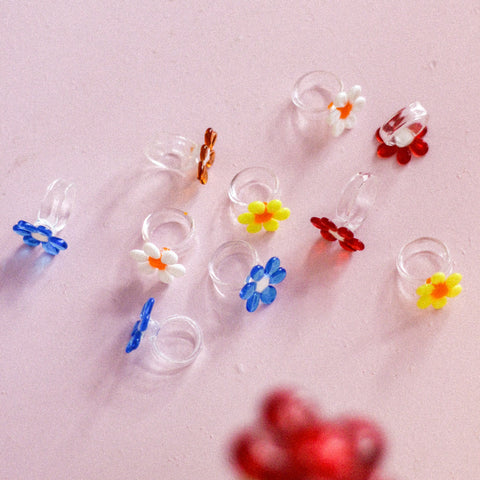 BAGUE UNIQUE FLEUR - VERRE DE MURANO
