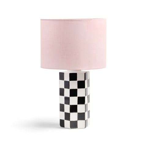 LAMPE À POSER CERAMIQUE - DAMIER NOIR ET BLANC