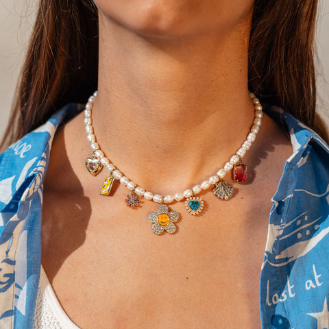 COLLIER PERLES NATURELLES & PAMPILLES - MAMY AURORE