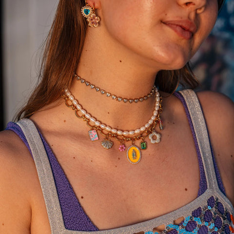 COLLIER RAS DE COU COEURS STRASS - MAMY ANTOINETTE