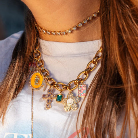 COLLIER RAS DE COU COEURS STRASS - MAMY ANTOINETTE