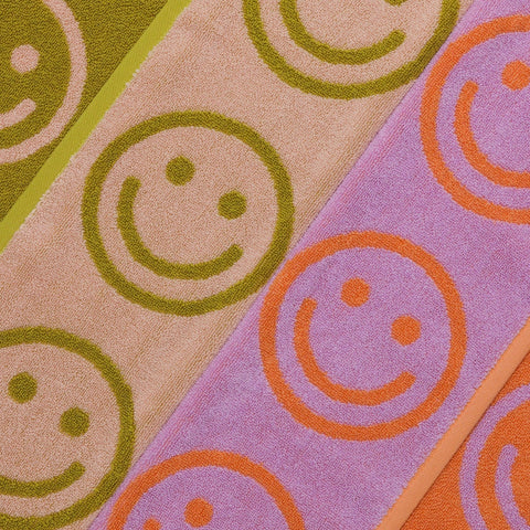 PETITE SERVIETTE REVERSIBLE - SMILEY COLORÉS / LOT DE 2