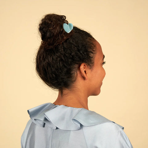 MINI PINCE À CHEVEUX - COEUR BLEU