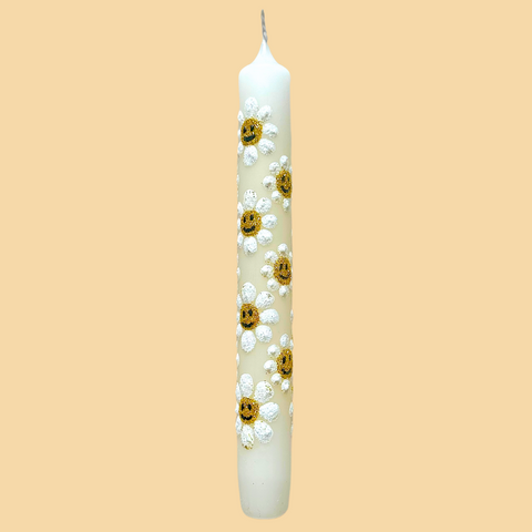BOUGIE À MOTIF PAILLETÉ UNITÉ - FLEURS