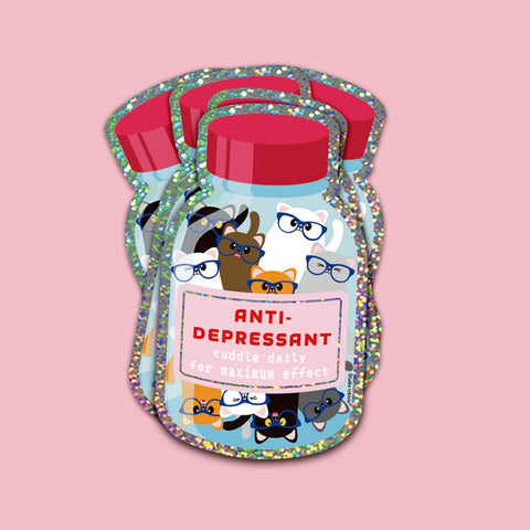 STICKER BRILLANT - ANTI DEPRESSEUR CHATS