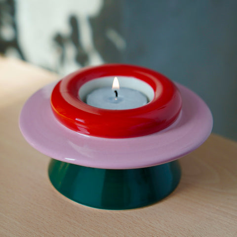 BOUGEOIR CERAMIQUE CHAUFFE PLAT - ROND COLORÉ MINIMALISTE