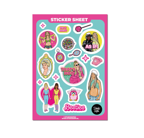 PLANCHE 15 STICKERS - 90'S GIRLS