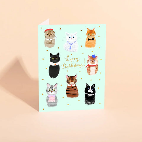 CARTE ANNIVERSAIRE CHATS - PARTY CATS