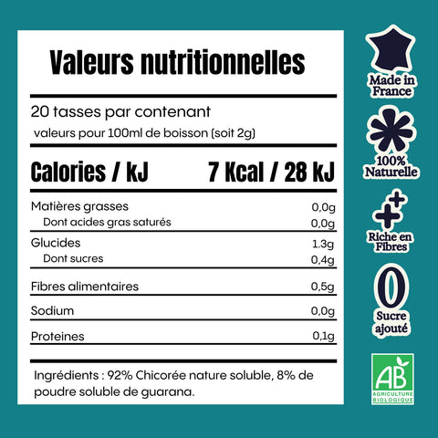 CHICORÉE SOLUBLE ET GUARANA BIO - ANTI FATIGUE