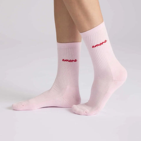 CHAUSSETTES BRODEES ROSES - AMORE