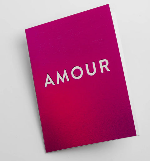 CARTE METALLISÉE - AMOUR ROSE