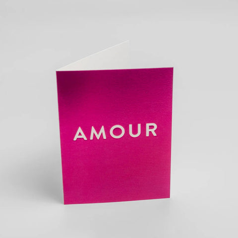 CARTE METALLISÉE - AMOUR ROSE