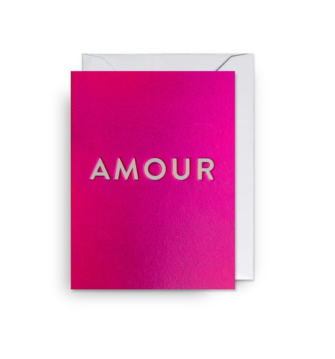 CARTE METALLISÉE - AMOUR ROSE