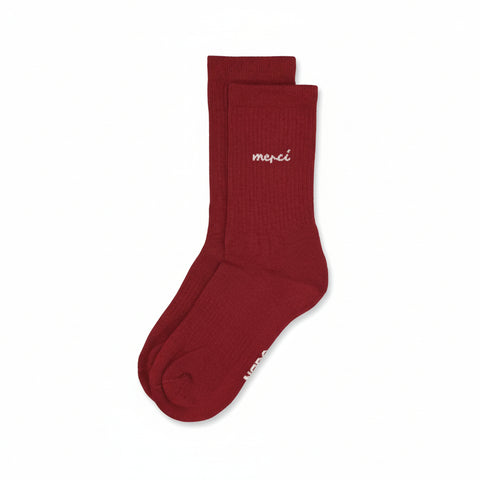 CHAUSSETTES BRODEES BORDEAUX - MERCI