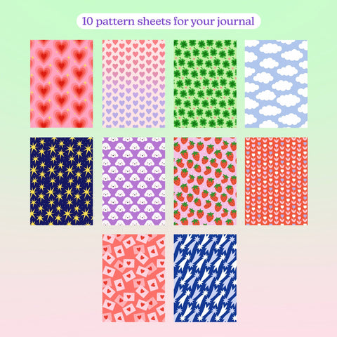 SET 10 FEUILLES A5 JOURNALING & SCRAPBOOKING - COEUR & NUAGE