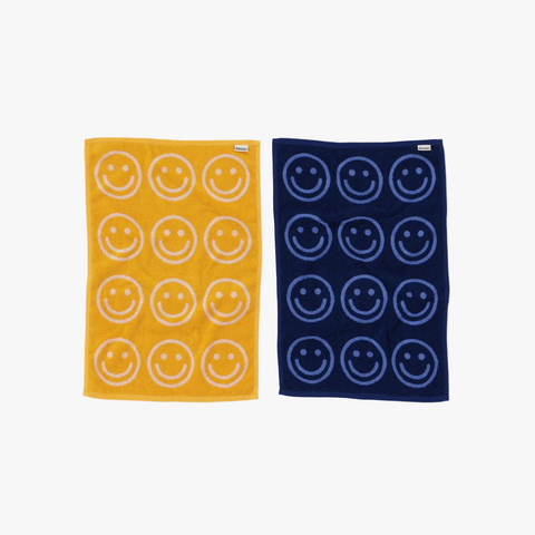 PETITE SERVIETTE REVERSIBLE - SMILEY COLORÉS / LOT DE 2