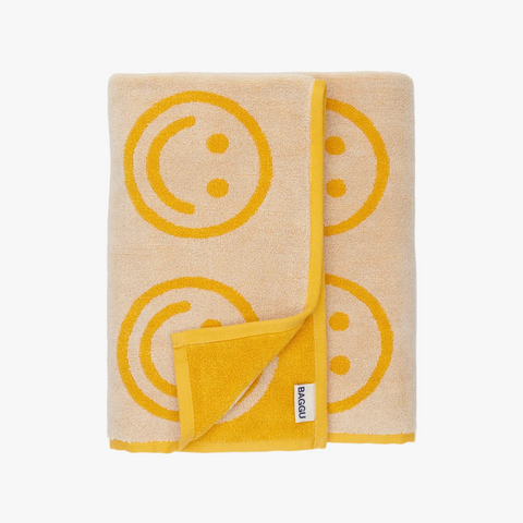 GRANDE SERVIETTE COTON -  SMILEY RÉVERSIBLE