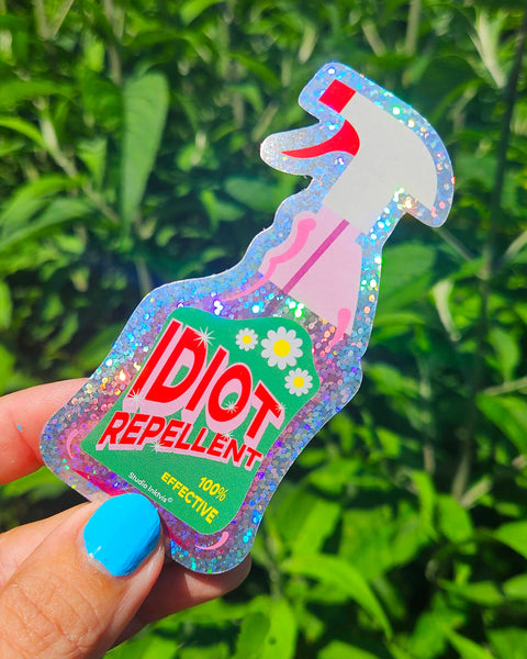 STICKER BRILLANT - REPULSIF A IDIOT