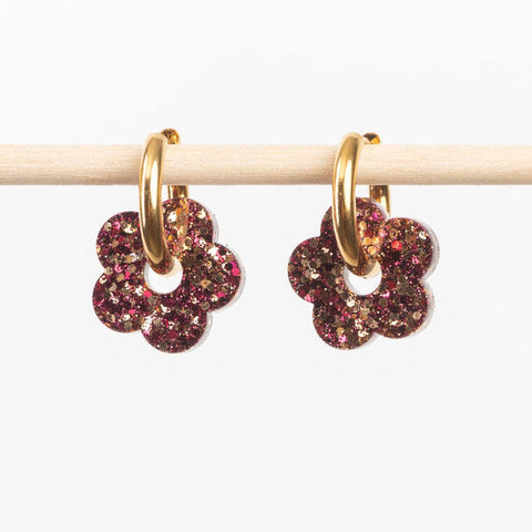 BOUCLES D'OREILLES PAILLETTES - CREOLES FLEURS