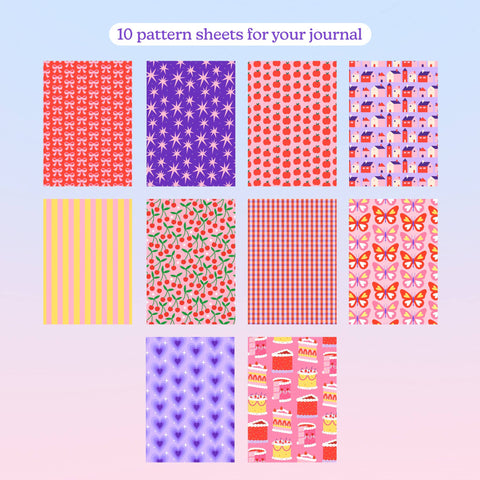 SET 10 FEUILLES A5 JOURNALING & SCRAPBOOKING - FRUIT & PAPILLON