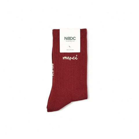 CHAUSSETTES BRODEES BORDEAUX - MERCI