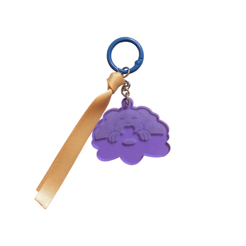 PORTE CLE VIOLET - CHIEN FLEUR
