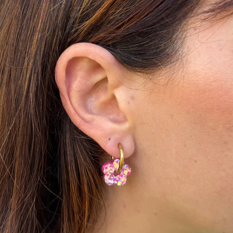 BOUCLES D'OREILLES PAILLETTES - CREOLES FLEURS