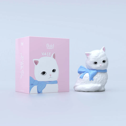 VASE CERAMIQUE - CHAT BLANC