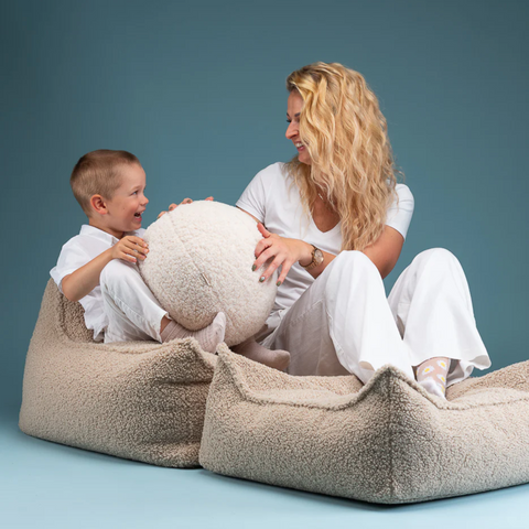 POUF ENFANT CARRE - BEAN BAG - LAINE BOUCLÉE