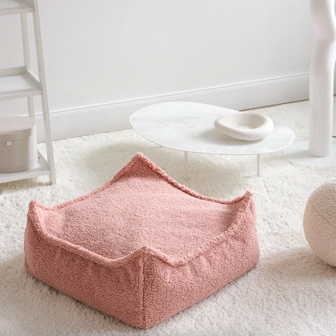 POUF ENFANT CARRE - BEAN BAG - LAINE BOUCLÉE