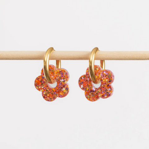 BOUCLES D'OREILLES PAILLETTES - CREOLES FLEURS