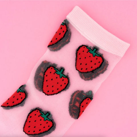 CHAUSSETTES TRANSPARENTES - FRAISES