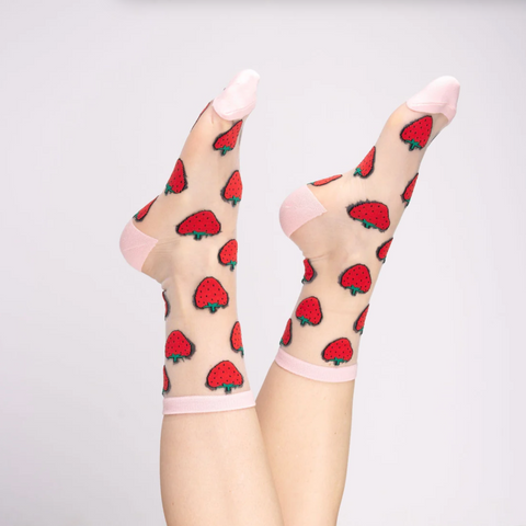 CHAUSSETTES TRANSPARENTES - FRAISES