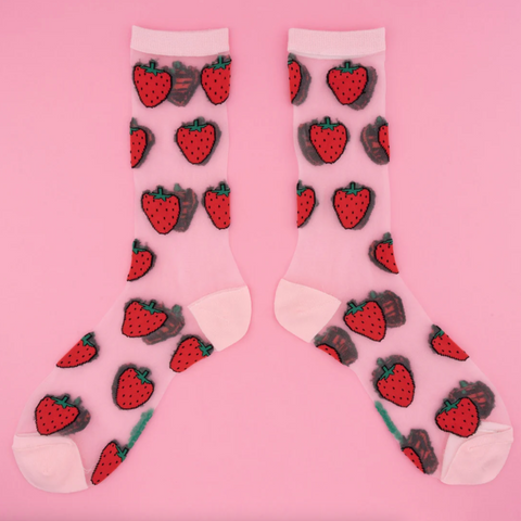 CHAUSSETTES TRANSPARENTES - FRAISES