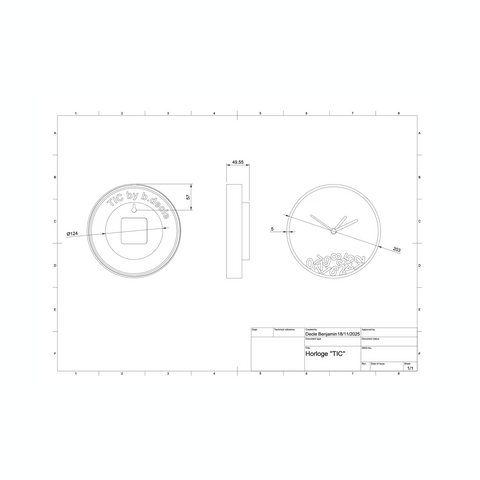HORLOGE MURALE IMPRESSION 3D - TIC