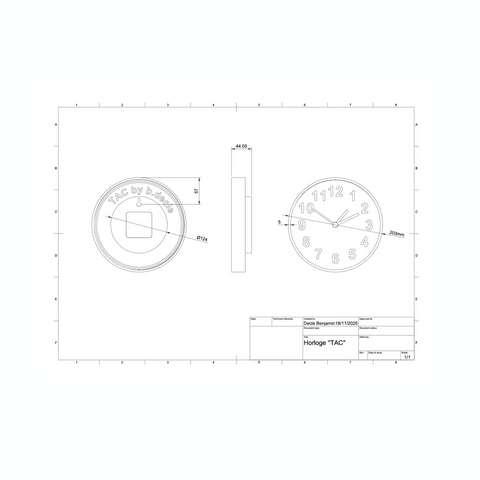HORLOGE MURALE IMPRESSION 3D - TAC