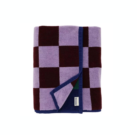 GRANDE SERVIETTE COTON -  DAMIER RÉVERSIBLE