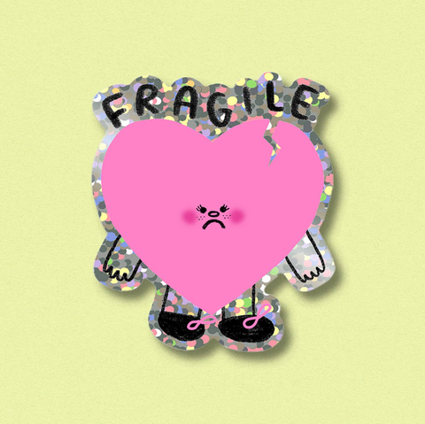 STICKER BRILLANT - COEUR FRAGILE