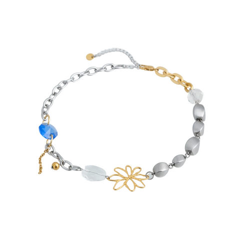 COLLIER UPCYCLÉ - OR ARGENT BLEU - SKY BLUE SKIN